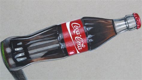 How To Draw A Bottle Of Coca Cola Realistic Art Youtube