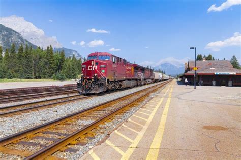 Canadian Pacific Freight Train At The Banff Station Alberta Canada