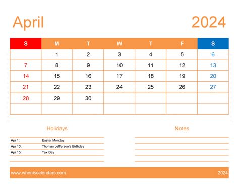 Pdf Calendar April 2024 Monthly Calendar