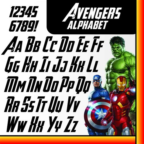 Avengers Font Alphabet Letters Svg Png  Ttf Printable Etsy