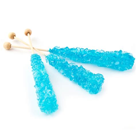 Large Wrapped Blue Rock Candy Crystal Sticks Raspberry Rock Candy