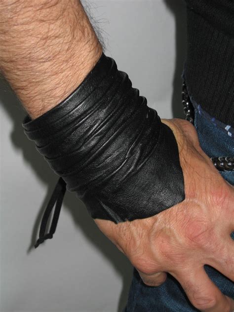Sculpted Mens Leather Cuff Bracelet Leather Wrist Band