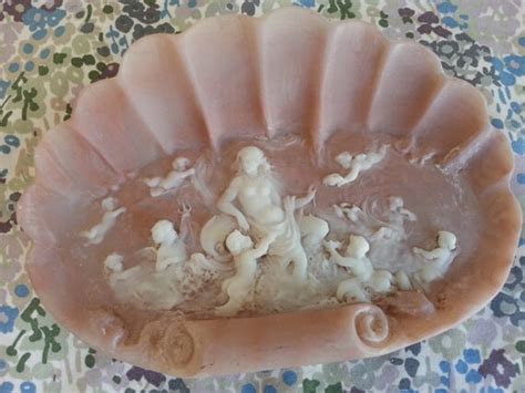 Venus In A Clamshell Soap Dish Vintage Incolay Stone Pink
