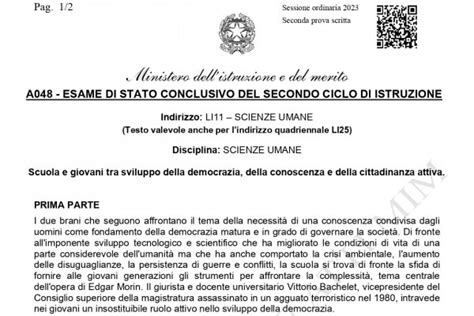 Traccia scienze umane seconda prova Maturità 2023 | Studenti.it