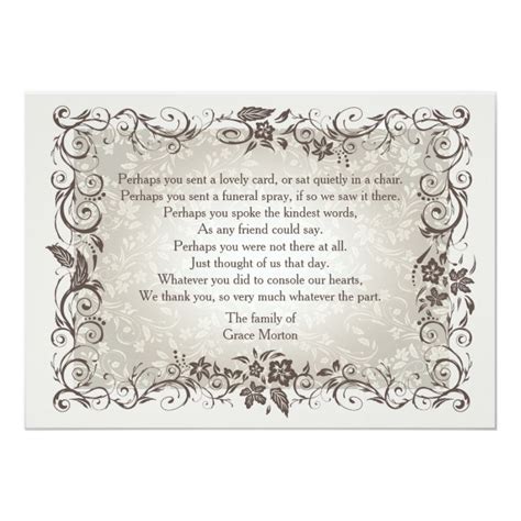 Floral Remembrance Bereavement Thank You Notecard Zazzle