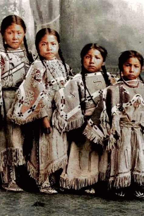 Little Native Girls Lakota Sioux Tribe Colorized By Grover Native