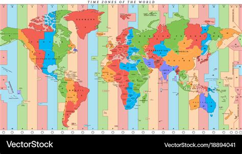 Detailed World Map With Time Zones Royalty Free Vector Image