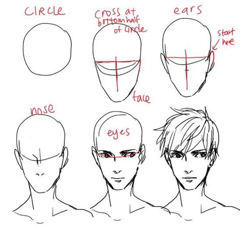 Male Anime Manga Style Drawing Guide Tutorial Anime Male Face Male