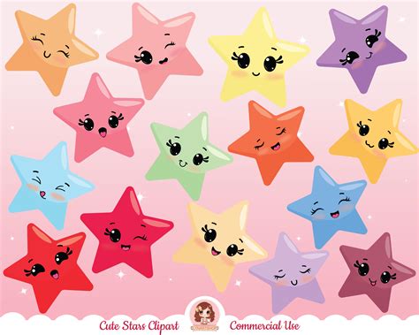 Cute Stars Clip Art Kawaii Star Clipart Star Clipart Stars Clip Art