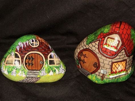 Painted Rock Fairy Houses By Geriluc On Deviantart Painted Rocks