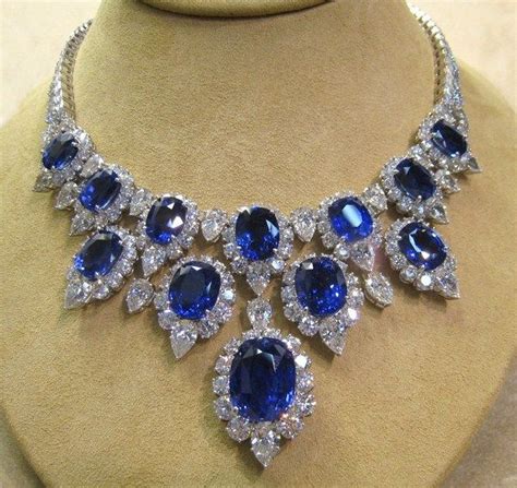 Blue Sapphire And Diamond Set Beautiful Necklaces Sapphire Necklace