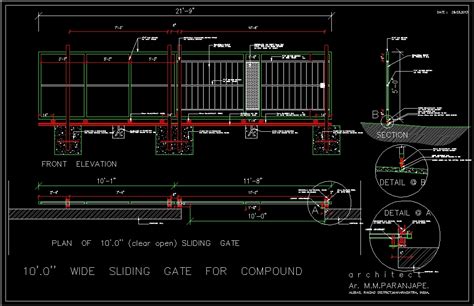 Sliding Gate 10 X 39 Meters Dwg Detail For Autocad • Designs Cad