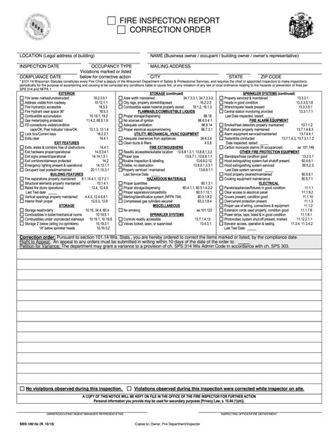 Fire Inspection Form Template Fill Online Printable Fillable Blank Images
