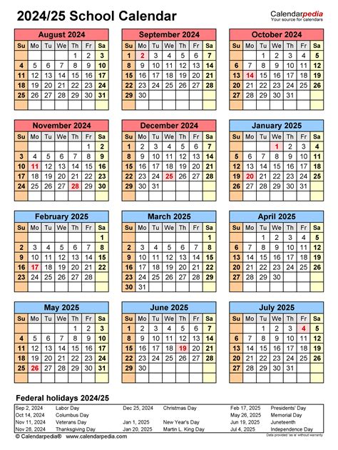School Calendars 20242025 Free Printable Excel Templates