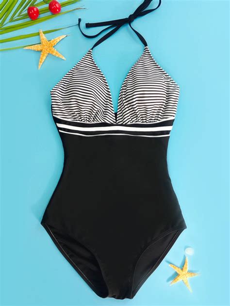 38 Off Halter Striped Swimwear For Women Rosegal
