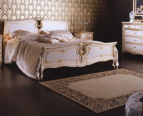 Double Bed White And Gold Vimercati Meda Luxury Classic Furniture