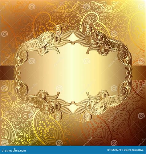 Gold Elegant Flower Background With A Lace Pattern Stock Vector