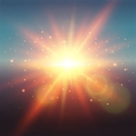 Free Vector Realistic Glow Spring Sunshine At Sunrise Or Sunset With