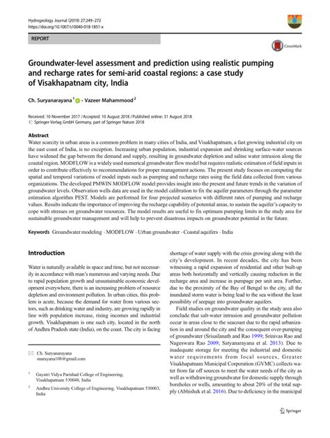 Pdf Groundwater Level Assessment And Prediction Using Realistic