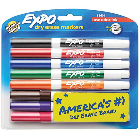 Expo 86601 Assorted 8 Color Low Odor Fine Tip Dry Erase Marker 8 Set