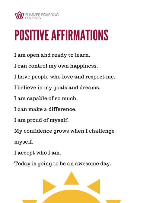 Positive Affirmations For School Kids Positive Affirmations For Kids