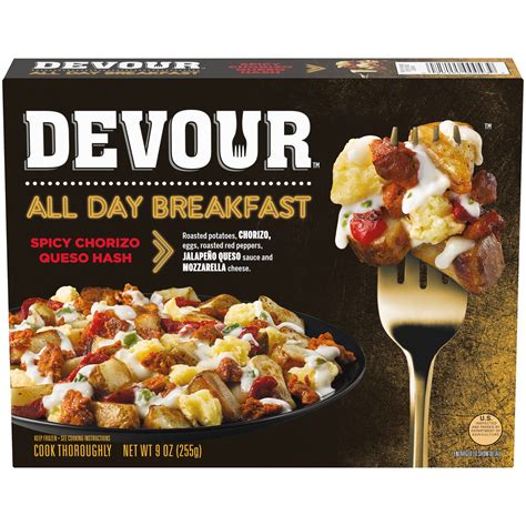 Devour All Day Breakfast Spicy Chorizo Queso Hash With Jalapeno Queso