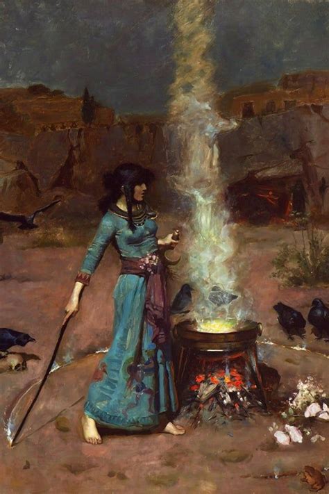 John William Waterhouse The Magic Circle Medieval Witch Etsy