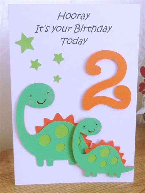 Dinosaur 2nd Birthday Card Handmade Card Making Birthday Birthday