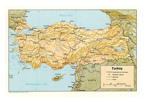 Detailed Political Map Of Turkey With Relief Roads Railroads And