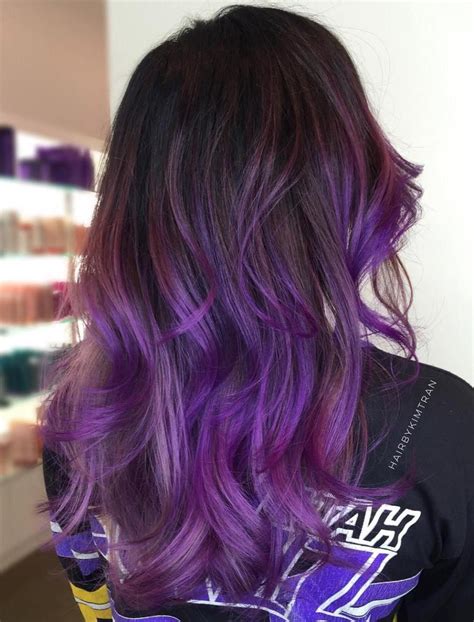 Brown Hair With Purple And Pink Balayage Balayage Purple Hair Purple