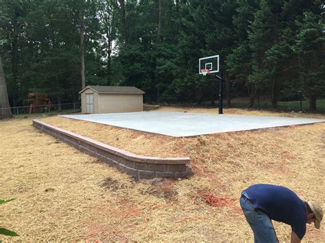 Concrete Basketball Court Retaining Wall Outdoor Pavers Backyard