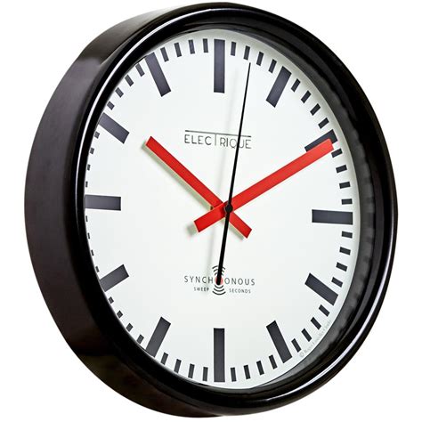 Swiss Station Clock in Black + Sweep Second Hand 30 cm | Retro Clocks
