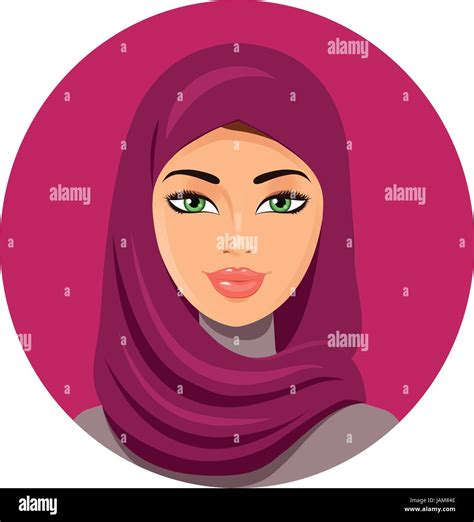 Arab Muslim Woman On White Background In Hijab Vector Flat Icon Avatar