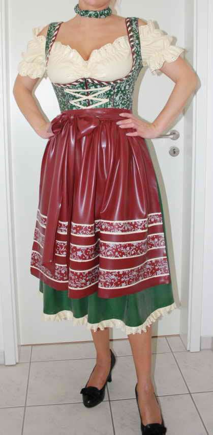 latex dirndl 3 teilig bestehend aus kleid bluse und schürze latex line