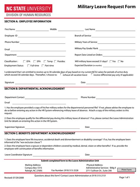 Military Leave Form Fill Out And Sign Printable Pdf Template Signnow