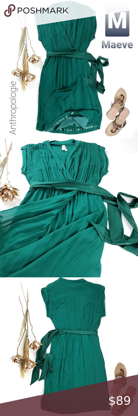 New Anthropologie Maeve Emerald Green Wrap Dress M Green Wrap Dress