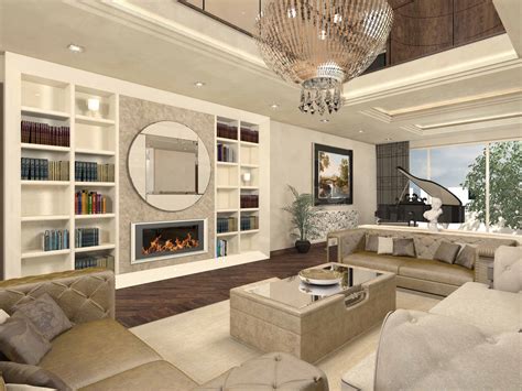 Interni classici del salotto e sala da pranzo. Progettazione Interni di Lusso Stile Italiano - Italian Design