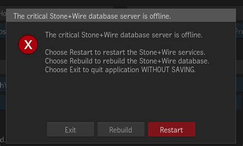 The Critical Stonewire Database Server Is Offline Appears In Flame