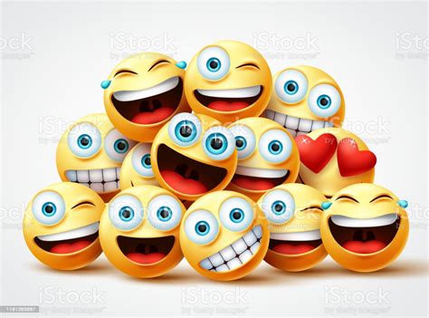 Smiley Emoji Faces Group Vector Design Smileys Emojis