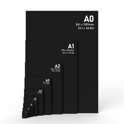 formatos de tamanho de papel da série a internacional de a0 a a8 texto branco impresso em papel