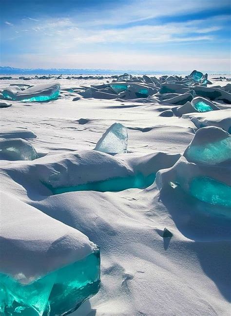 Turquoise Ice Lake Baikal Russia Lake Baikal Russia Lake Baikal Nature