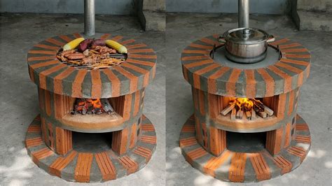 How To Make A 2 In 1 Wood Stove From Beautiful Red Bricks Youtube