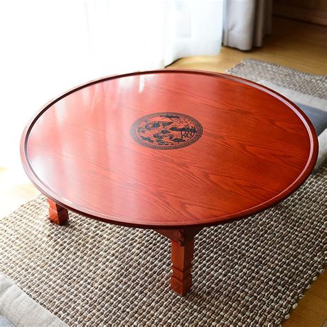 60 90cm Round Korean Coffee Table Folding Leg Asia Antique Furniture