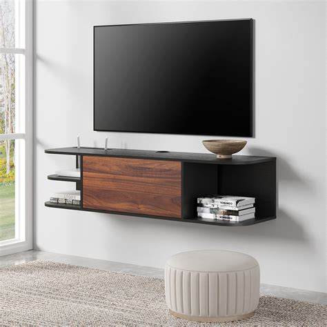 Buy Fitueyes Wall Ed Media Console With Door Floating Tv Stand Walnut