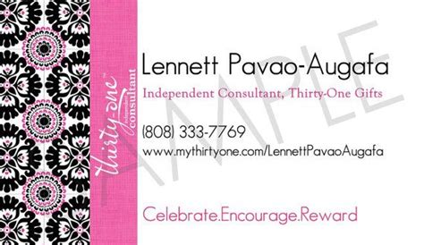 Pink Pop Medallion Business Card Made For Thirty One Ts Via Etsy