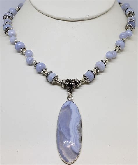 Blue Lace Agate Necklace N279