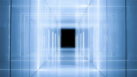 Hd Wallpaper Mirrored Pathway Infinity Mirror Hallway Blue Neon