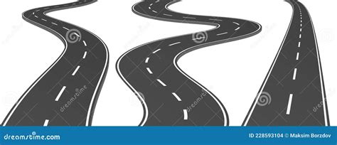 Realistic Vector 3d Set Of Curved Roads And Highways Vector Graphic