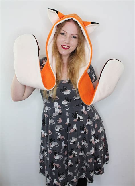 Cute Kawaii Fox Fleece Cosplay Spirithood Raverhat Hat Etsy