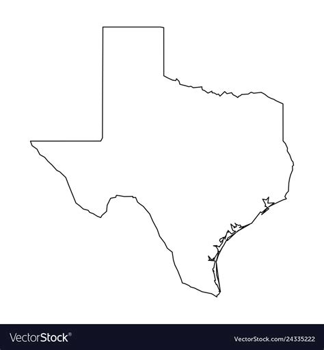 Texas State Of Usa Solid Black Outline Map Of Vector Image